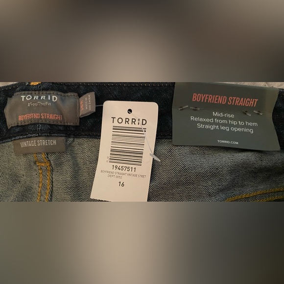 NWT Torrid Boyfriend Straight Vintage Stretch Jeans Size 16 - Picture 5 of 7